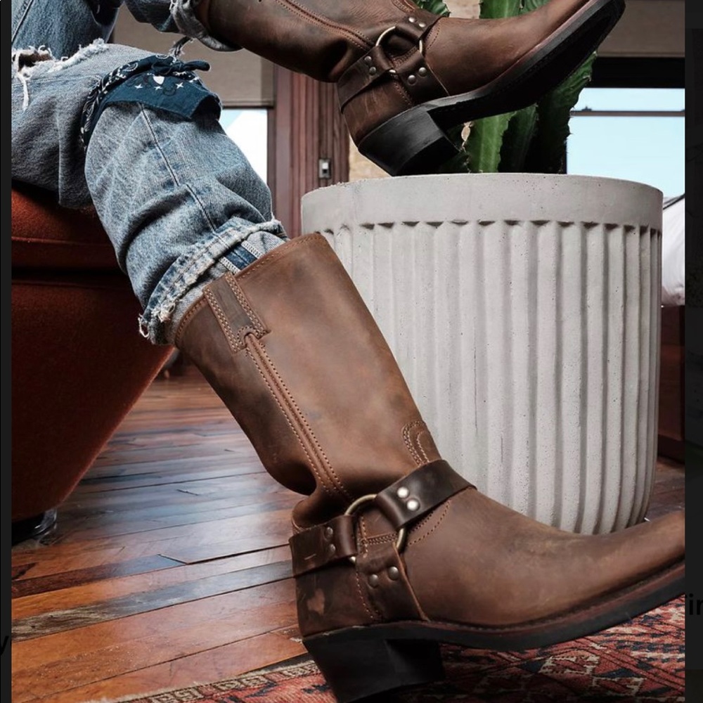 FRYE HARNESS 12R BROWN WOMEN BOOTS Size 9.5